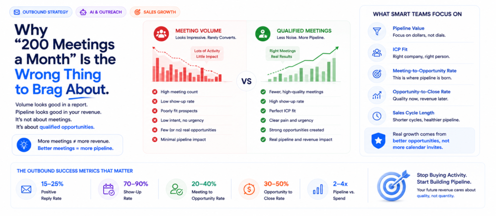 B2B outbound agency KPIs, sales pipeline quality, qualified sales opportunities, outbound lead generation metrics